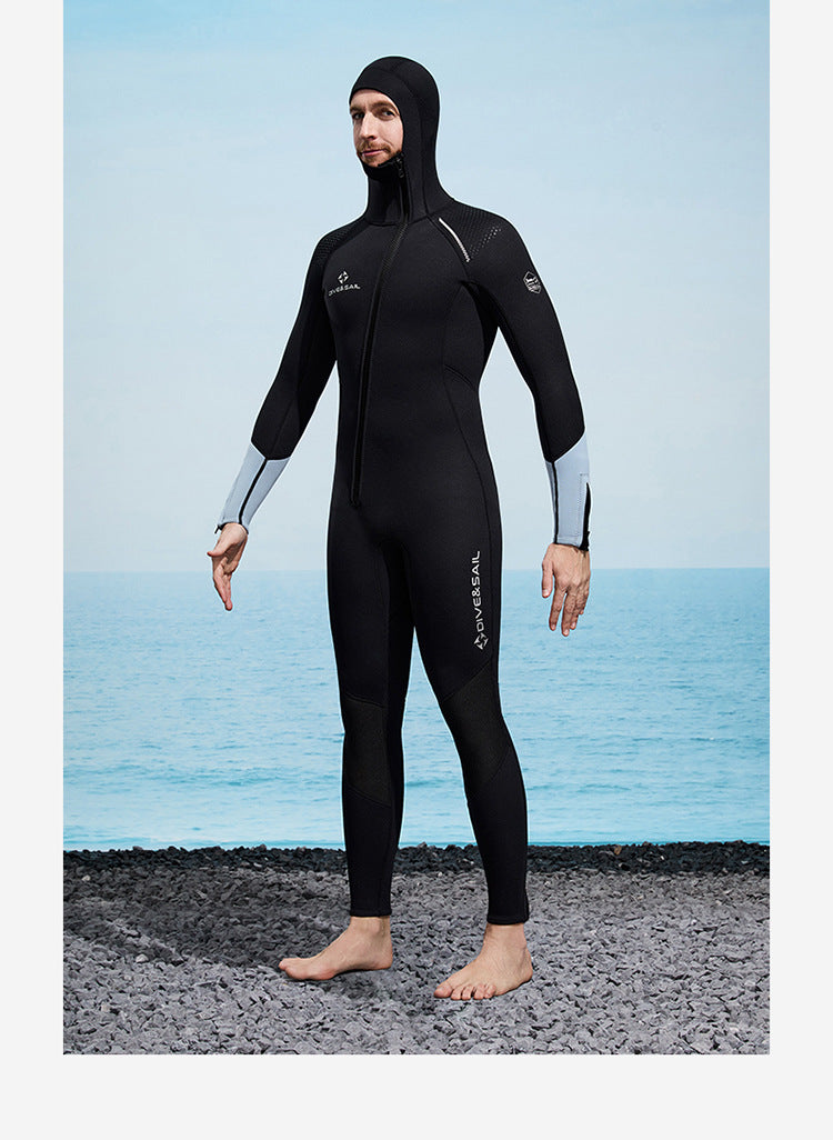 Men Women 3mm Neoprene Wetsuit One-piece Full Body Diving Suit Front Zip Wetsuit With Hood for Scuba Snorkeling Surfing Swimming