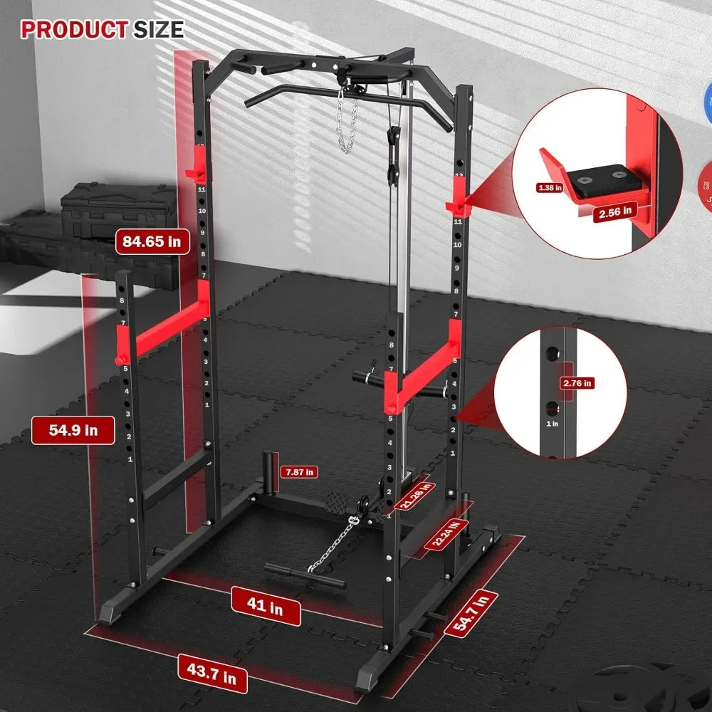 Professional Multi-Function Power Rack – Complete Home Gym System with Pulley System