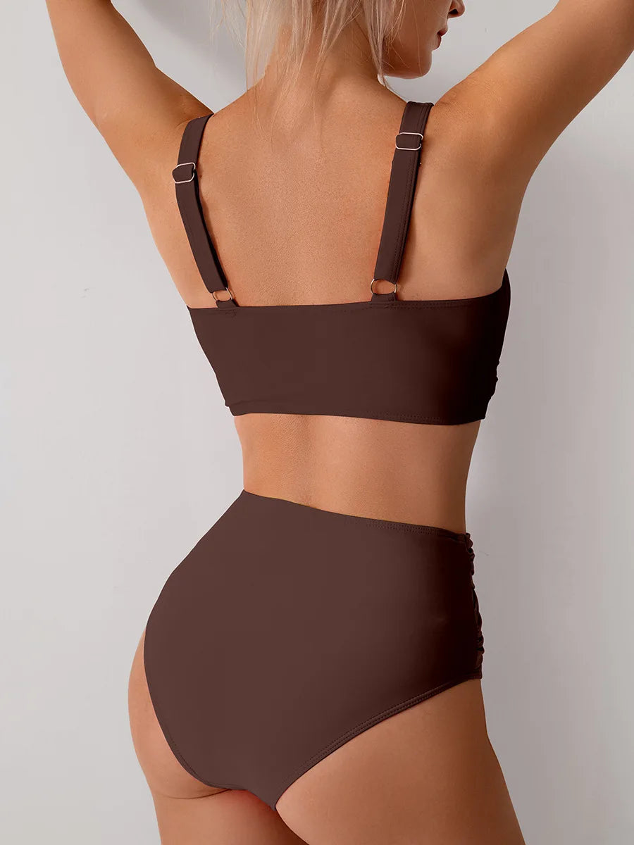 VigoBreviya 2025 Sexy Solid Strapped Swimwear Women Cross Push Up Bikini Set Brazilian Lady Swimsuit High Waist Beach Bath Suit
