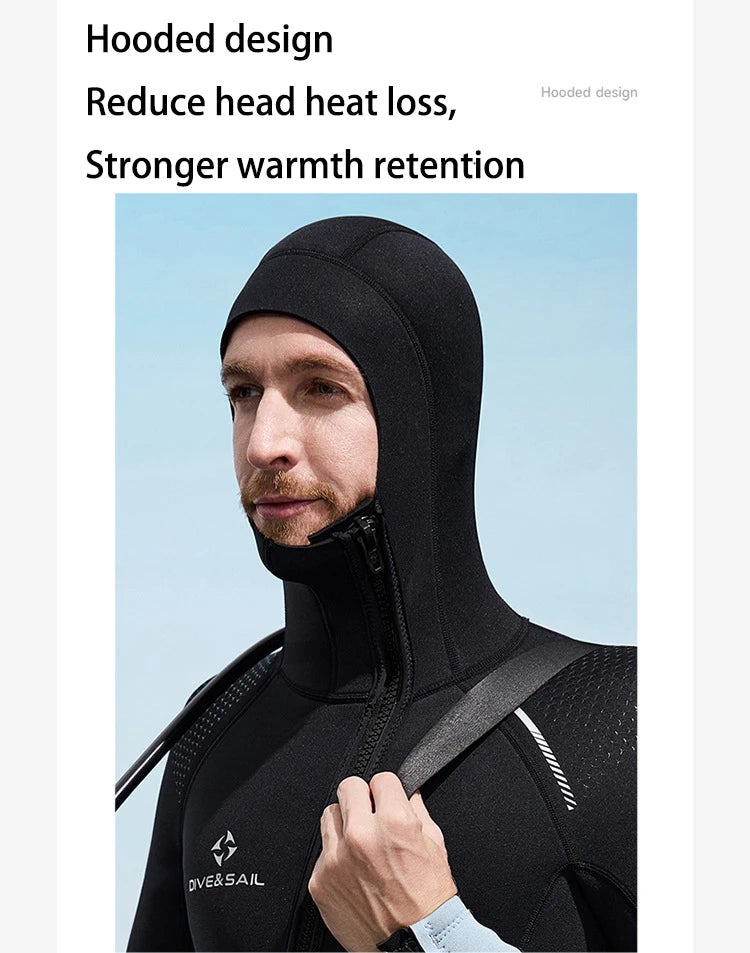 Men Women 3mm Neoprene Wetsuit One-piece Full Body Diving Suit Front Zip Wetsuit With Hood for Scuba Snorkeling Surfing Swimming