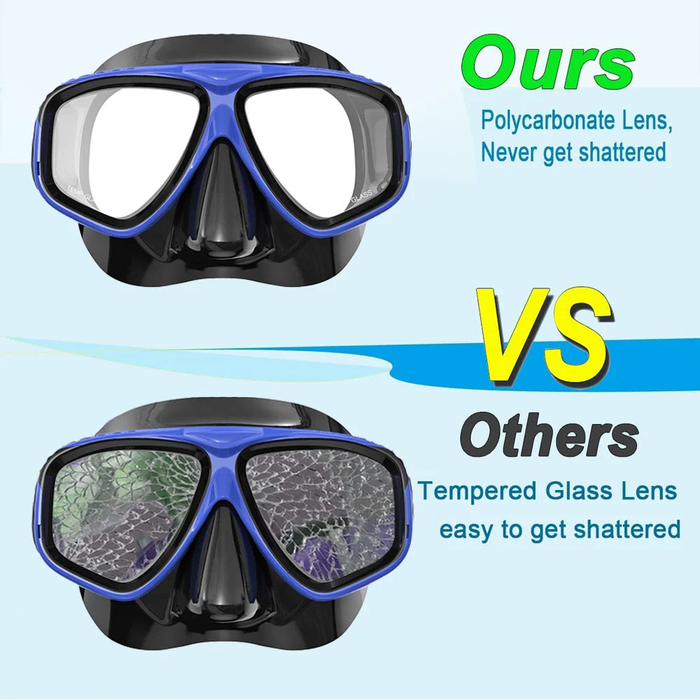 Snorkel Mask Swimming Googles With Optical Nearsighted Myopia Short-Sighted PC Lenses