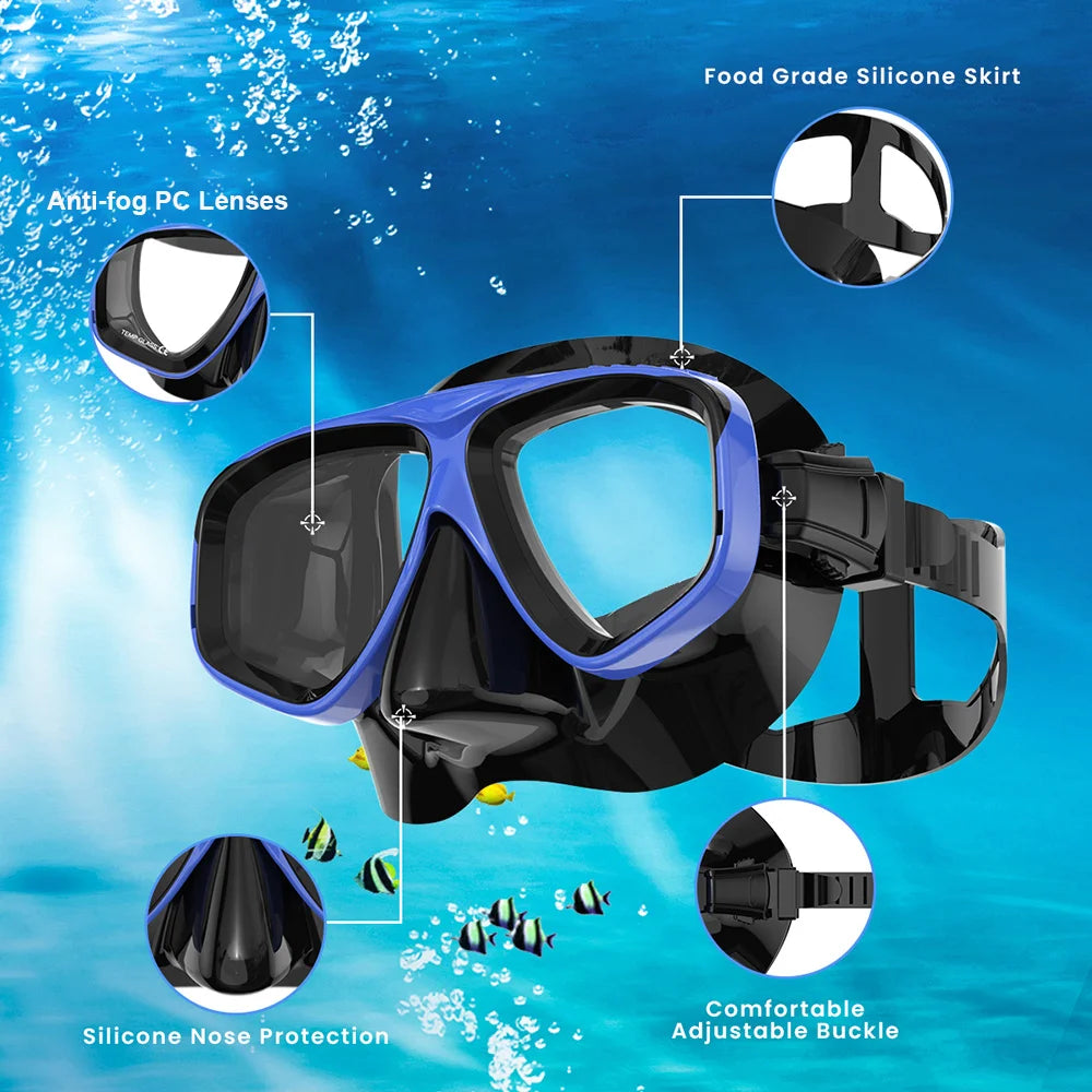 Snorkel Mask Swimming Googles With Optical Nearsighted Myopia Short-Sighted PC Lenses