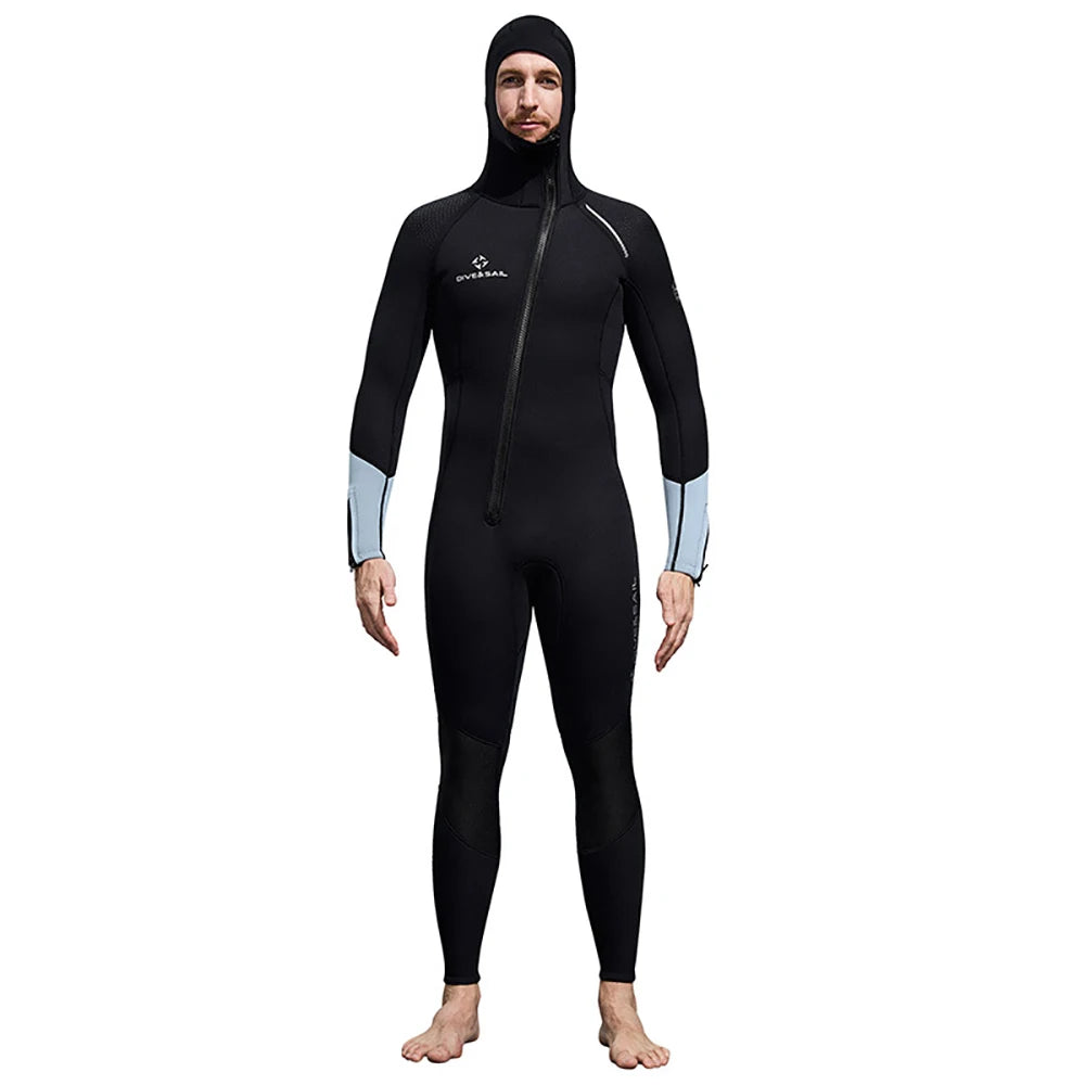 Men Women 3mm Neoprene Wetsuit One-piece Full Body Diving Suit Front Zip Wetsuit With Hood for Scuba Snorkeling Surfing Swimming