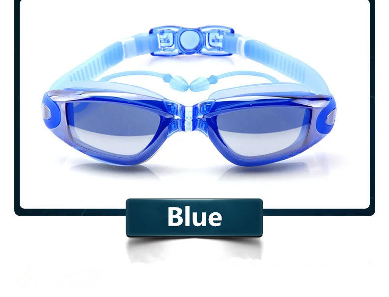 Swimming Goggles Adult Pool Glasses Anti Fog Men Women UV Protection Optical Waterproof Swim Eyewear with Earplugs