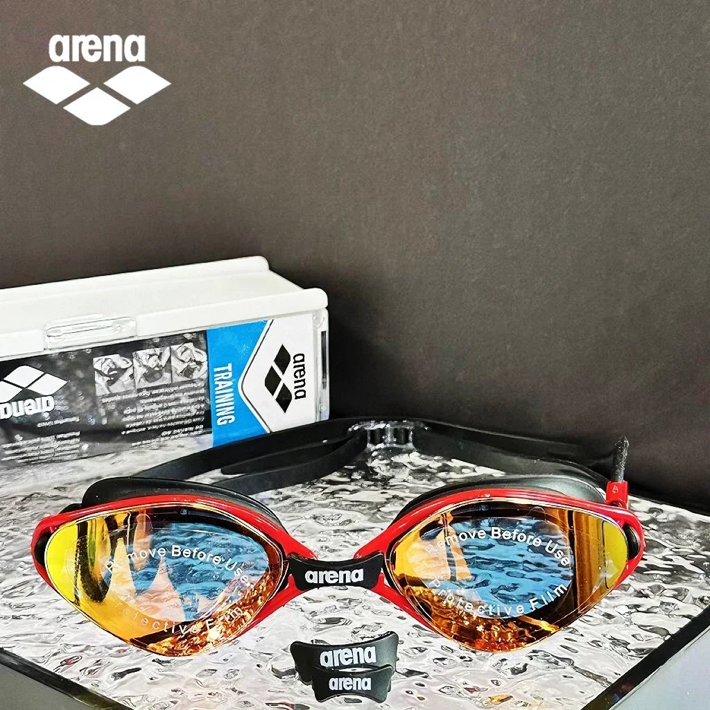 Arena swimming goggles with waterproof and anti fog coating for professional racing training, suitable for both men and women