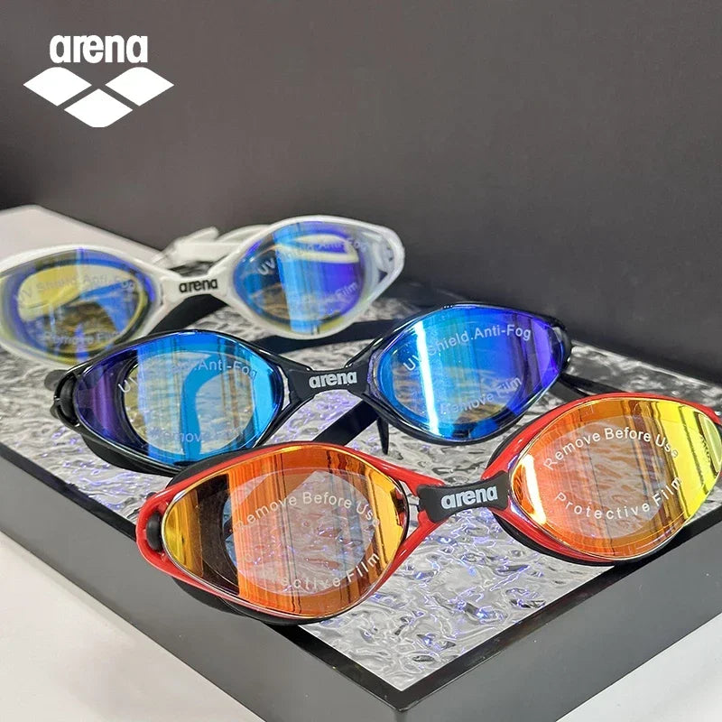 Arena swimming goggles with waterproof and anti fog coating for professional racing training, suitable for both men and women