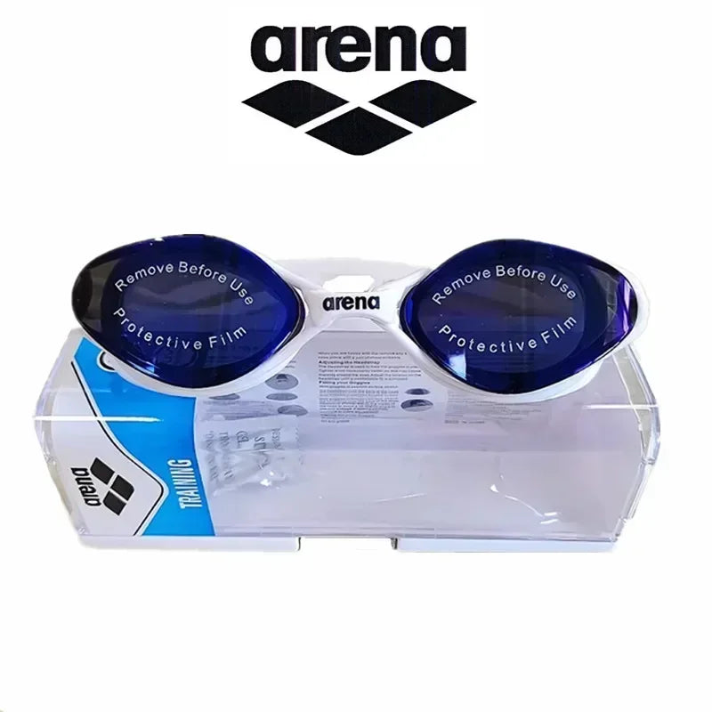 Arena swimming goggles with waterproof and anti fog coating for professional racing training, suitable for both men and women