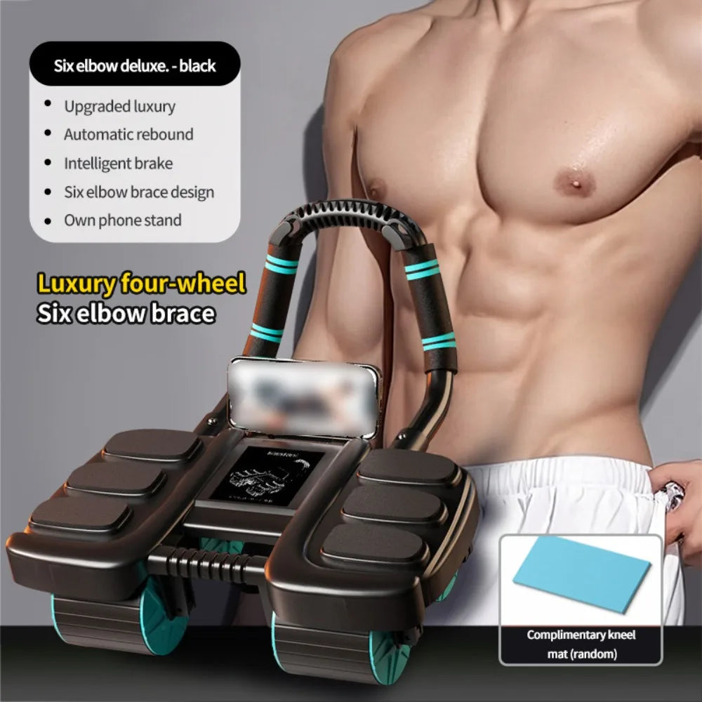 Luxury four-wheel ab roller with intelligent brake, designed for core workouts and stability training.