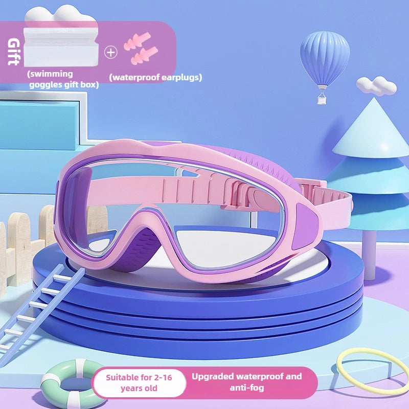 Children's swimming goggles; anti-fog and anti-ultraviolet; wide-angle swimming goggles; waterproof children's pool glasses; sui