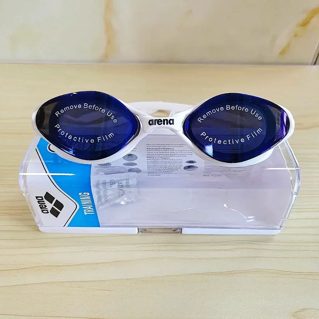 Arena swimming goggles with waterproof and anti fog coating for professional racing training, suitable for both men and women