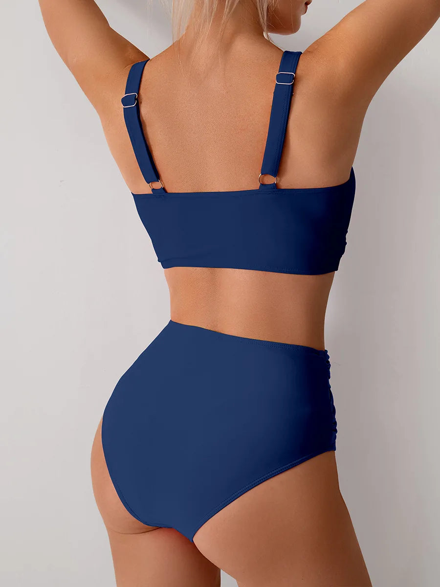 VigoBreviya 2025 Sexy Solid Strapped Swimwear Women Cross Push Up Bikini Set Brazilian Lady Swimsuit High Waist Beach Bath Suit