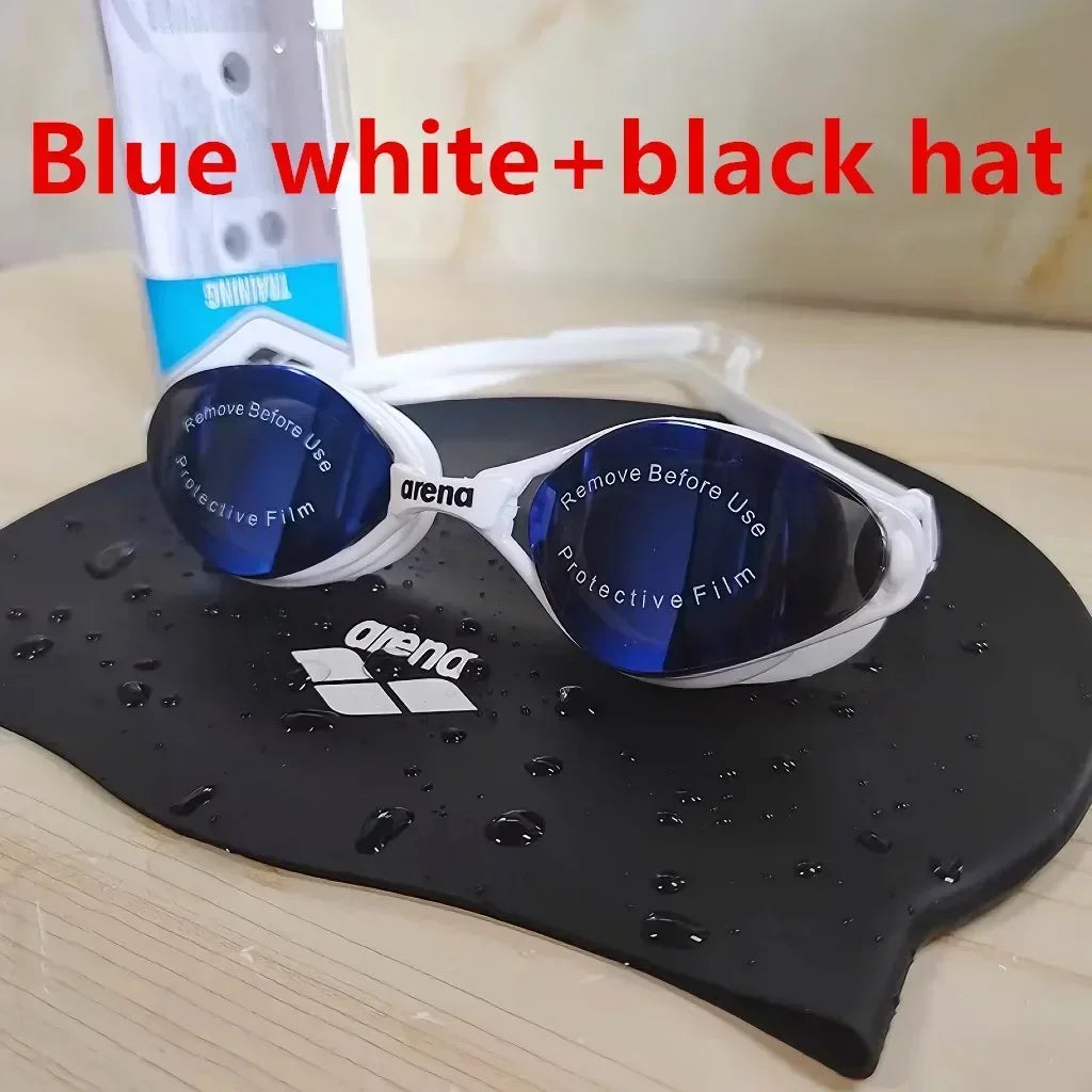 Arena swimming goggles with waterproof and anti fog coating for professional racing training, suitable for both men and women