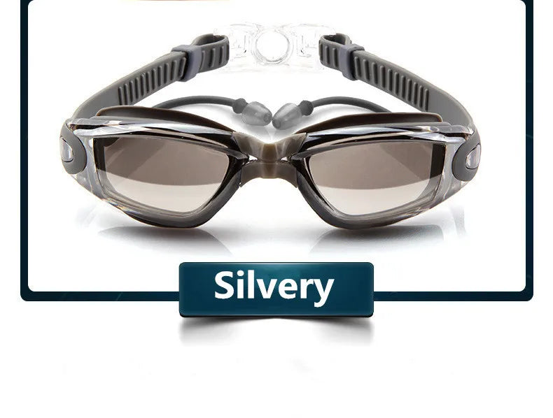 Swimming Goggles Adult Pool Glasses Anti Fog Men Women UV Protection Optical Waterproof Swim Eyewear with Earplugs