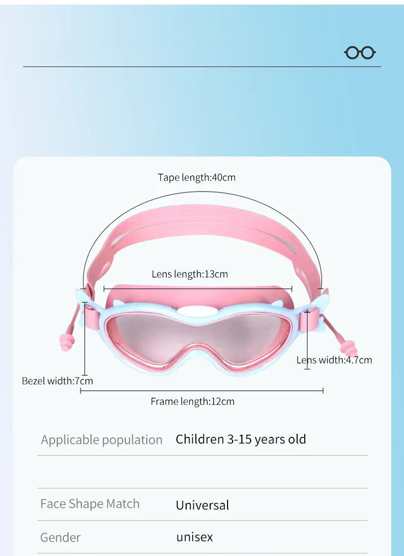 Kids Swimming Goggles Boys&Girls (3-15 Years)-Big Frame HD View, Anti-Fog Silicone Swim Goggles + PU Swimming Cap Swim Set Gifts
