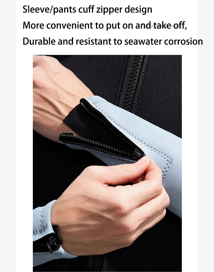 Men Women 3mm Neoprene Wetsuit One-piece Full Body Diving Suit Front Zip Wetsuit With Hood for Scuba Snorkeling Surfing Swimming