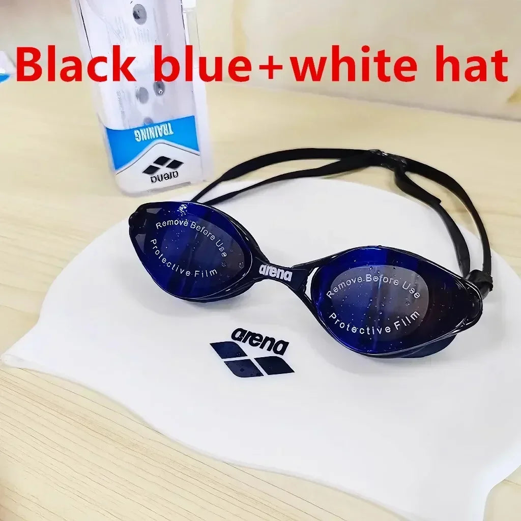 Arena swimming goggles with waterproof and anti fog coating for professional racing training, suitable for both men and women