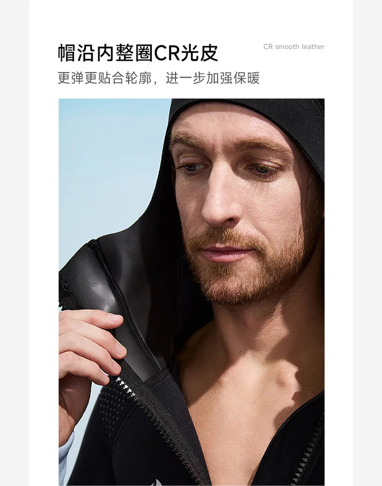 Men Women 3mm Neoprene Wetsuit One-piece Full Body Diving Suit Front Zip Wetsuit With Hood for Scuba Snorkeling Surfing Swimming