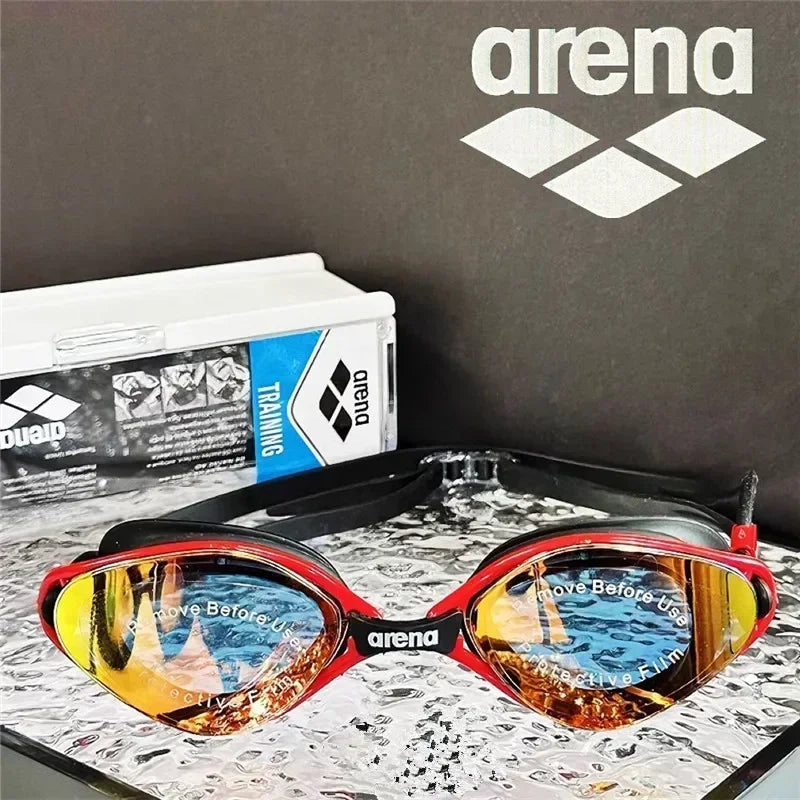 Arena swimming goggles with waterproof and anti fog coating for professional racing training, suitable for both men and women
