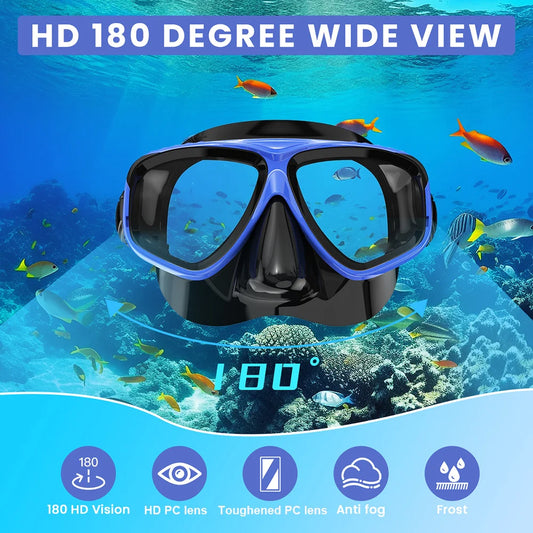 Snorkel Mask Swimming Googles With Optical Nearsighted Myopia Short-Sighted PC Lenses