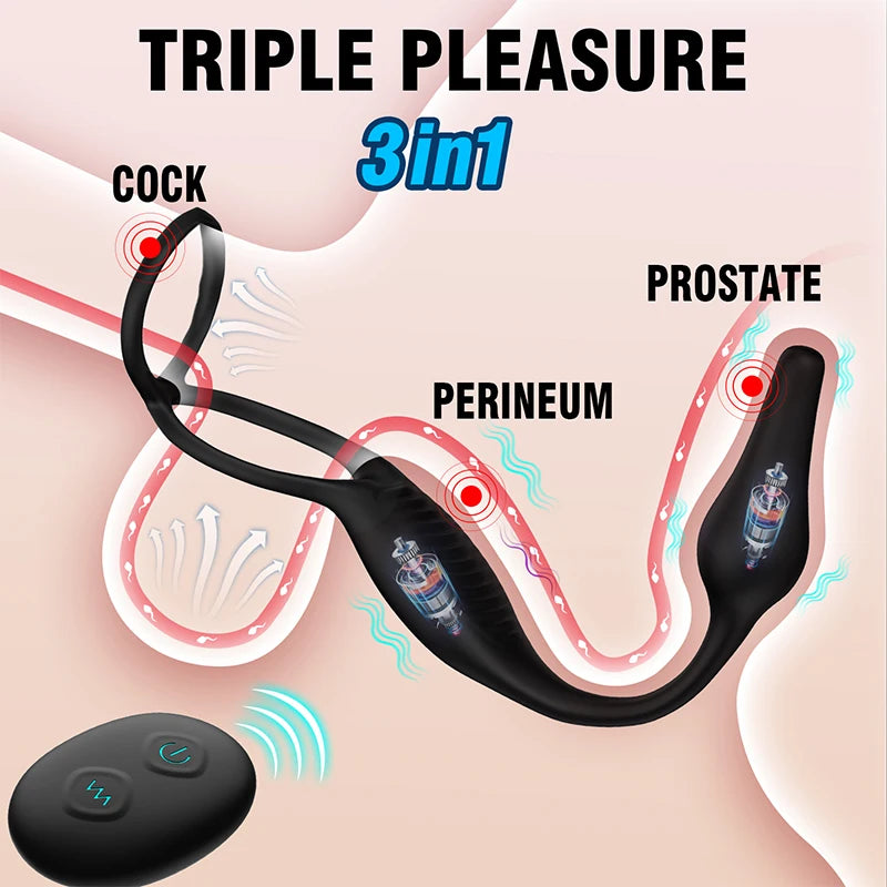 Prostate Massager Vibrating Cock Ring Anal Plug Sex Toys for Men Adult Anal Toys Remote Control Vibrator Penis Ring Butt Plug