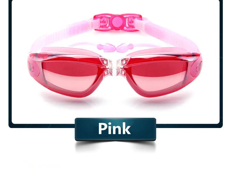 Swimming Goggles Adult Pool Glasses Anti Fog Men Women UV Protection Optical Waterproof Swim Eyewear with Earplugs