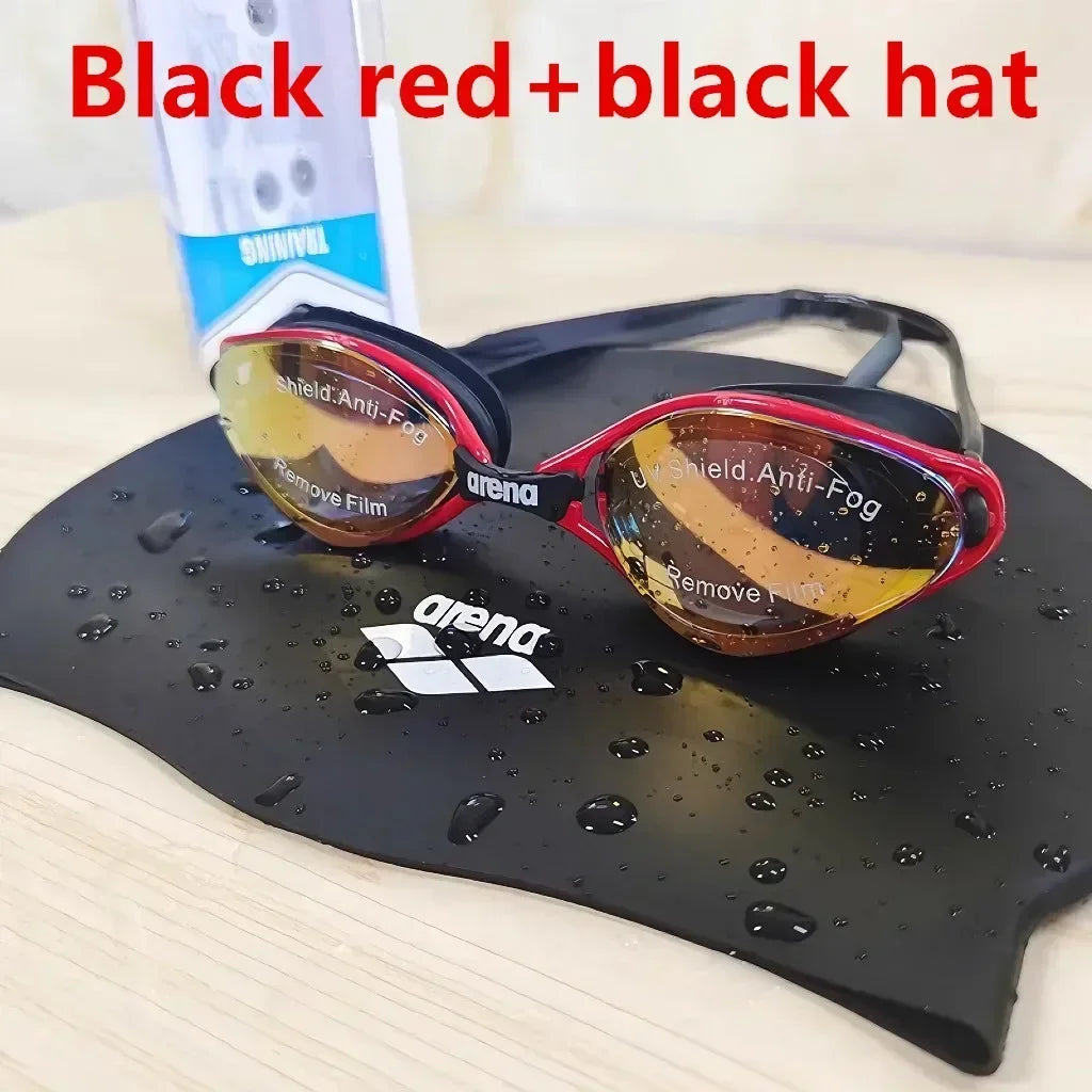 Arena swimming goggles with waterproof and anti fog coating for professional racing training, suitable for both men and women