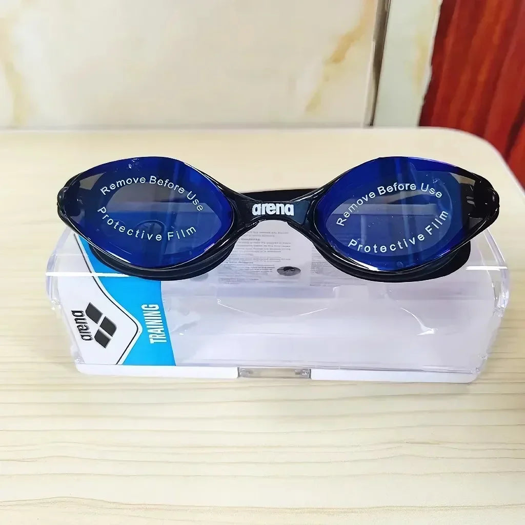 Arena swimming goggles with waterproof and anti fog coating for professional racing training, suitable for both men and women