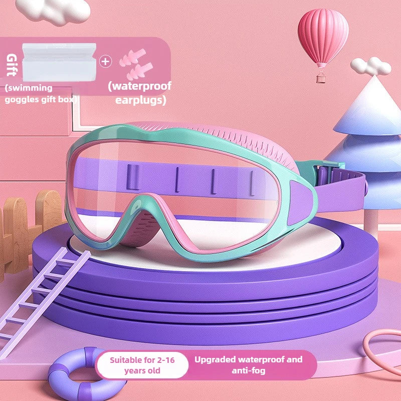 Children's swimming goggles; anti-fog and anti-ultraviolet; wide-angle swimming goggles; waterproof children's pool glasses; sui