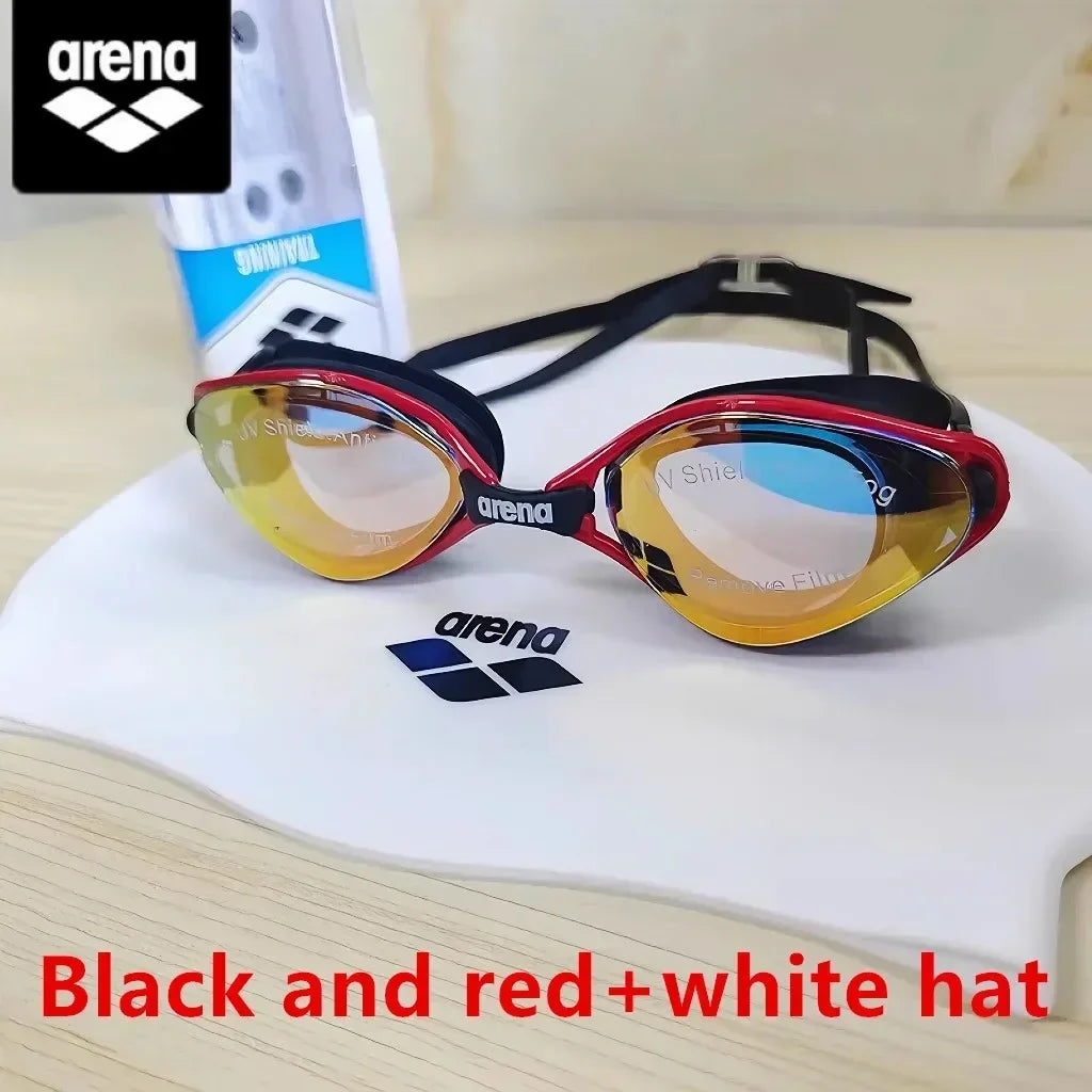 Arena swimming goggles with waterproof and anti fog coating for professional racing training, suitable for both men and women