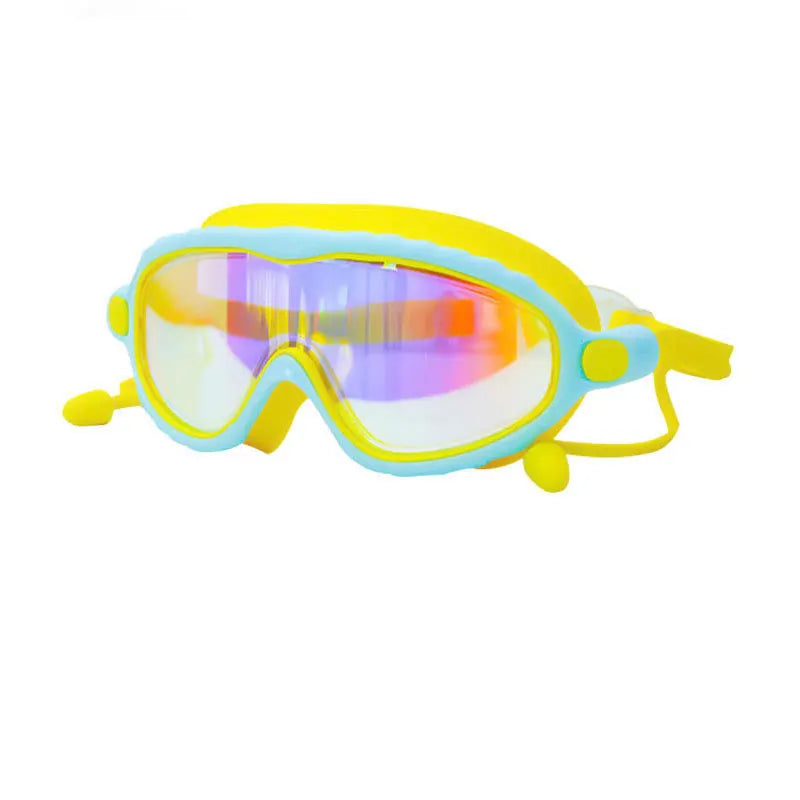 Kids Swimming Goggles Boys&Girls (3-15 Years)-Big Frame HD View, Anti-Fog Silicone Swim Goggles + PU Swimming Cap Swim Set Gifts